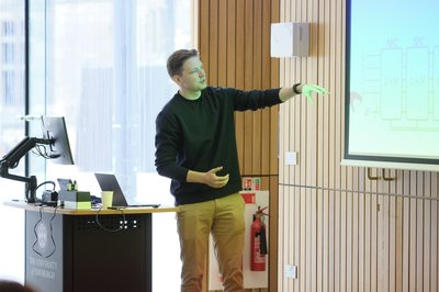 During Armands Strikis's talk at TartanQEC 2026, Informatics Forum, University of Edinburgh