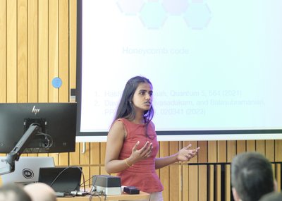During Bhargavi Jonnadula's talk at TartanQEC 2026, Informatics Forum, University of Edinburgh