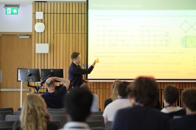 During Armands Strikis's talk at TartanQEC 2026, Informatics Forum, University of Edinburgh