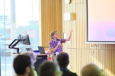 During Jordan Hines's talk at TartanQEC 2026, Informatics Forum, University of Edinburgh