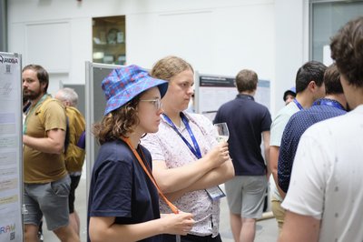 At the poster session and drinks reception during TartanQEC 2026, Informatics Forum, University of Edinburgh