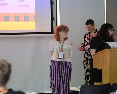 At the Pride in Quantum social during TartanQEC 2026, Informatics Forum, University of Edinburgh