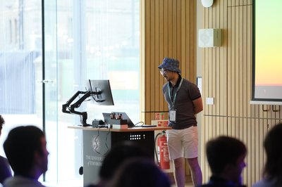 During Stefano Veroni's talk at TartanQEC 2026, Informatics Forum, University of Edinburgh