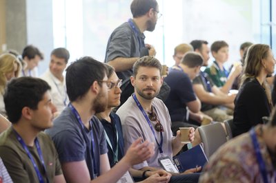 Attendees in the audience during the Welcome session at TartanQEC 2026, Informatics Forum, University of Edinburgh