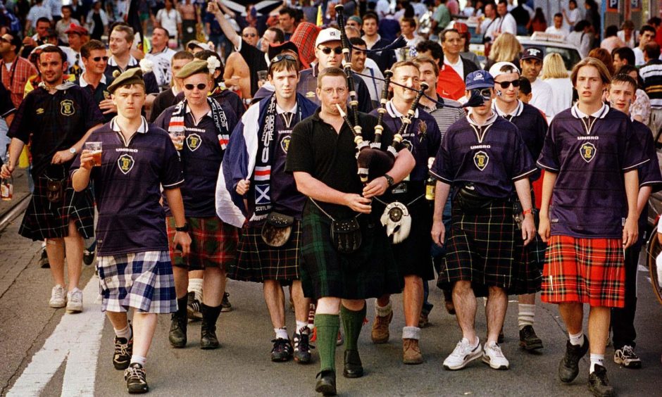 Tartan Army supporters celebrating at France 98